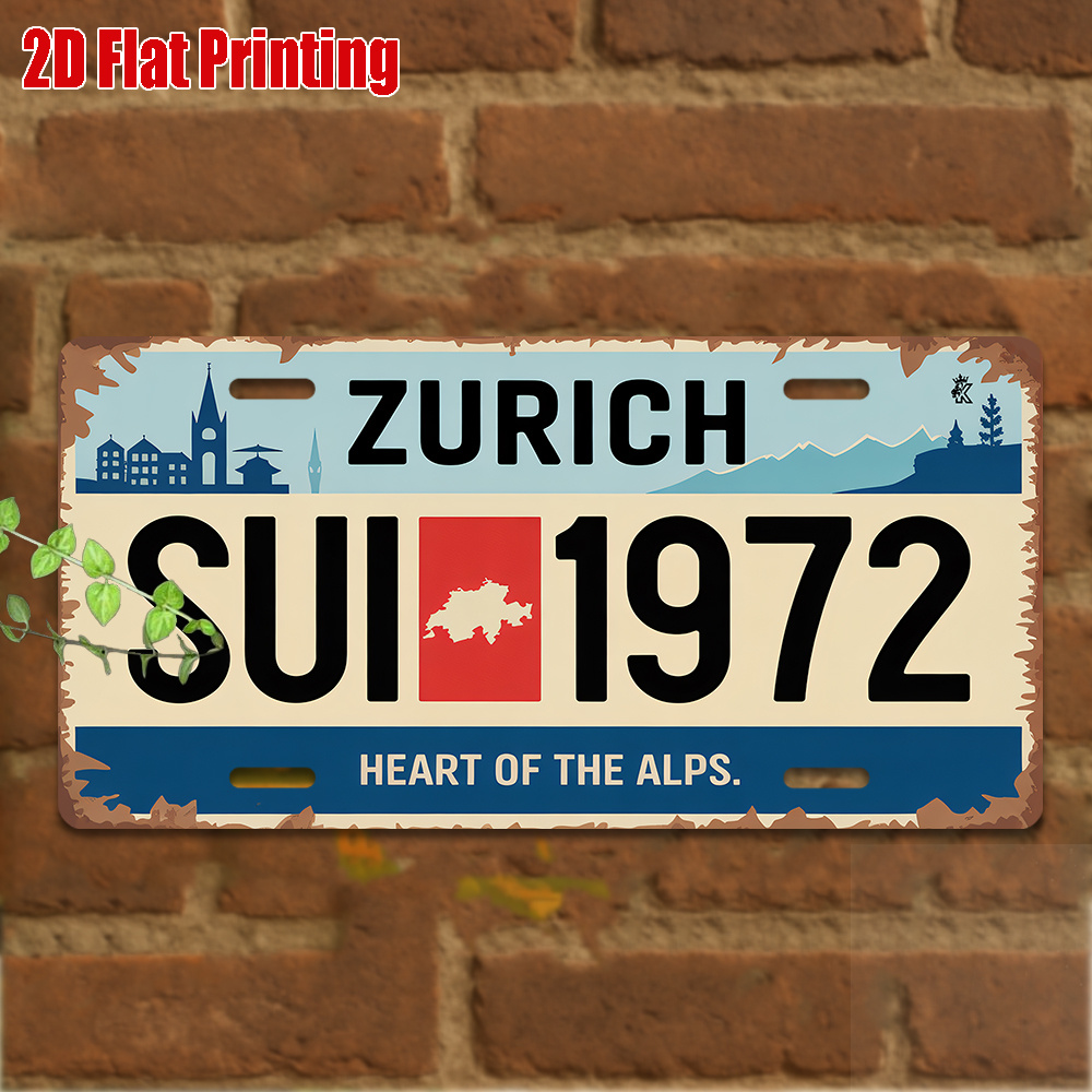 Home Decor Zurich - ป้าย AL - ป้ายโลหะวินเทจตกแต่งผนัง ทนทาน ซูริก