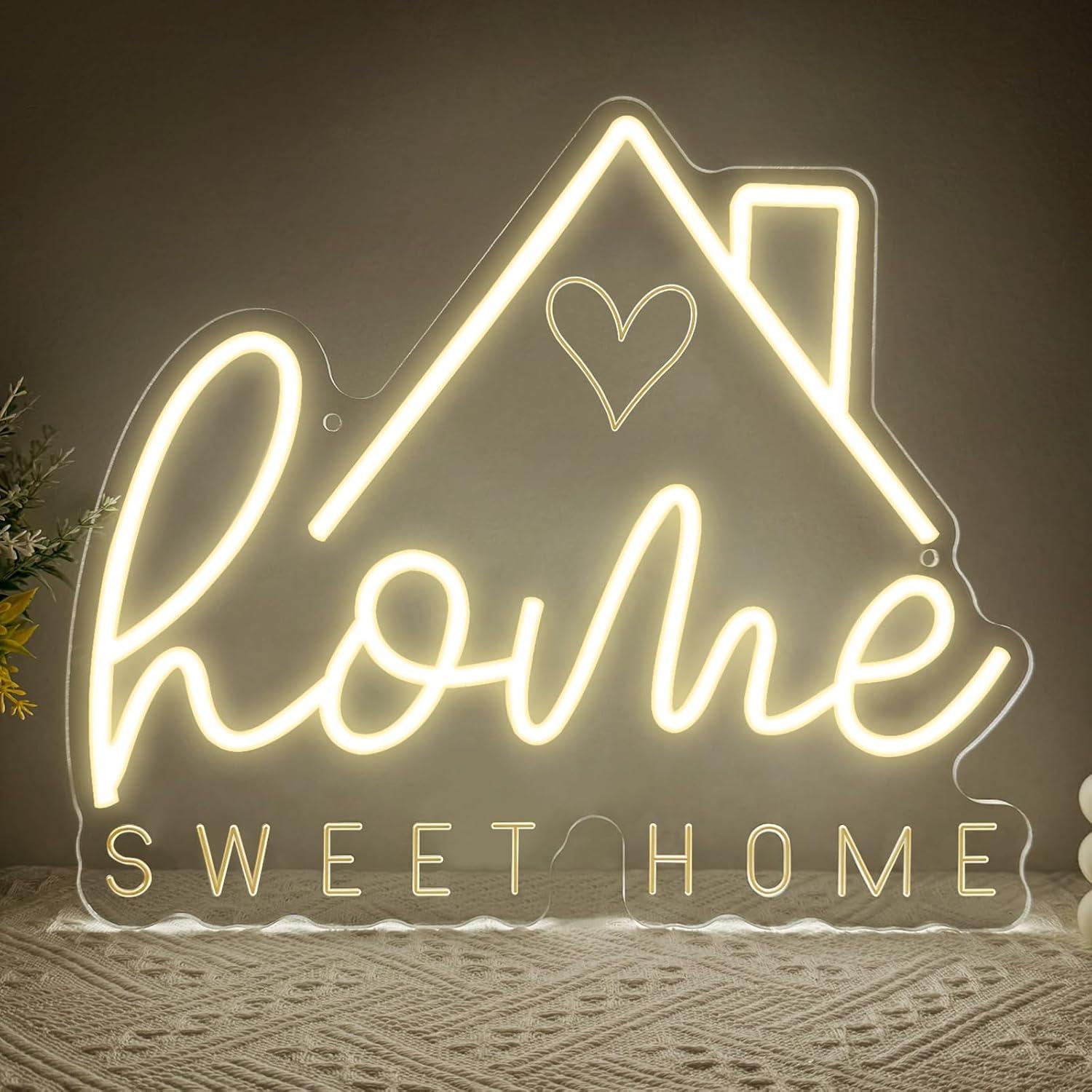 Home Decor Lighting - ป้ายไฟนีออน Sweet Home ไฟ LED ปรับความสว่างได้ผ่านพอร์ต