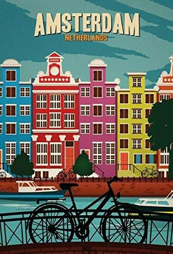 Home Decor Netherlands - ป้ายโลหะวินเทจตกแต่งสไตล์ชิค อัมสเตอร์ดัม เนเธอร์แลนด์ สำหรับตกแต่งบ้าน บาร์ คาเฟ่
