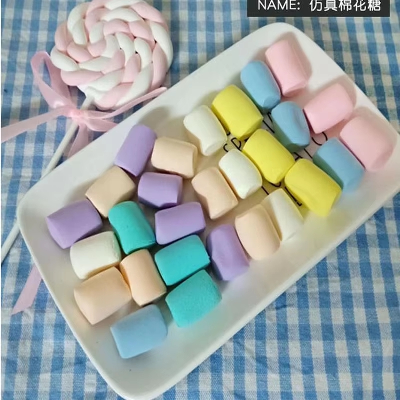 Home Decor From Clay - โมเดลขนมมาร์ชเมลโล่ปลอม ทำจากดินเหนียว สำหรับตกแต่งเค้ก ใช้สำหรับถ่ายภาพโชว์ น้ำตาลปลอม 14