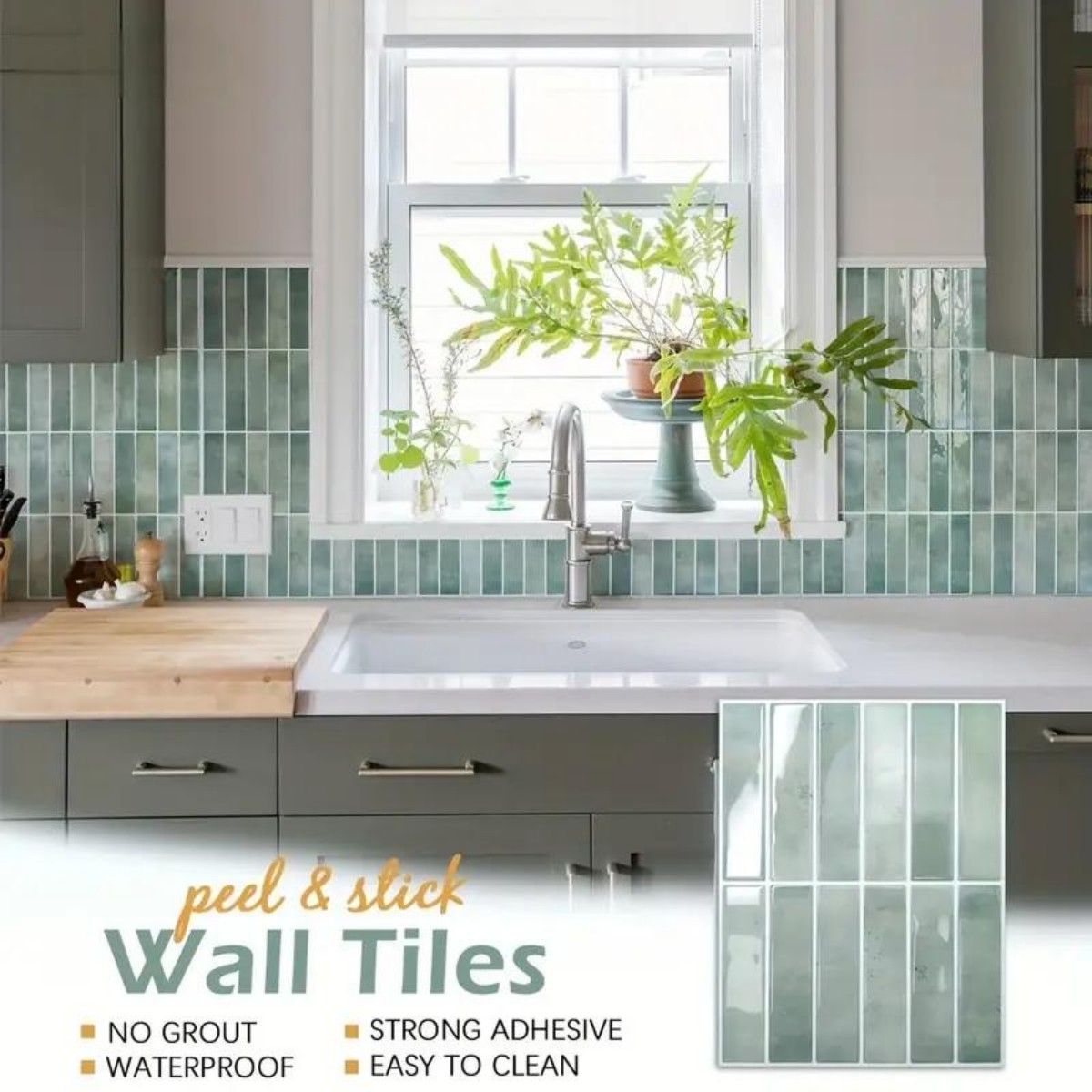 Home Decor Wall Molding - 22.9x29 ซม. สติกเกอร์กระเบื้องสีแบบมีกาวในตัว 5-20 ชิ้น กันน้ำ