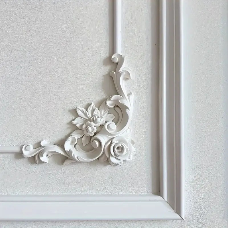 Home Decor Wall Molding - แม่พิมพ์มุมดอกไม้โพลียูรีเทน Pu ติดตั้งง่าย - น้ำหนักเบา สีขาวสำหรับตกแต่งบ้าน