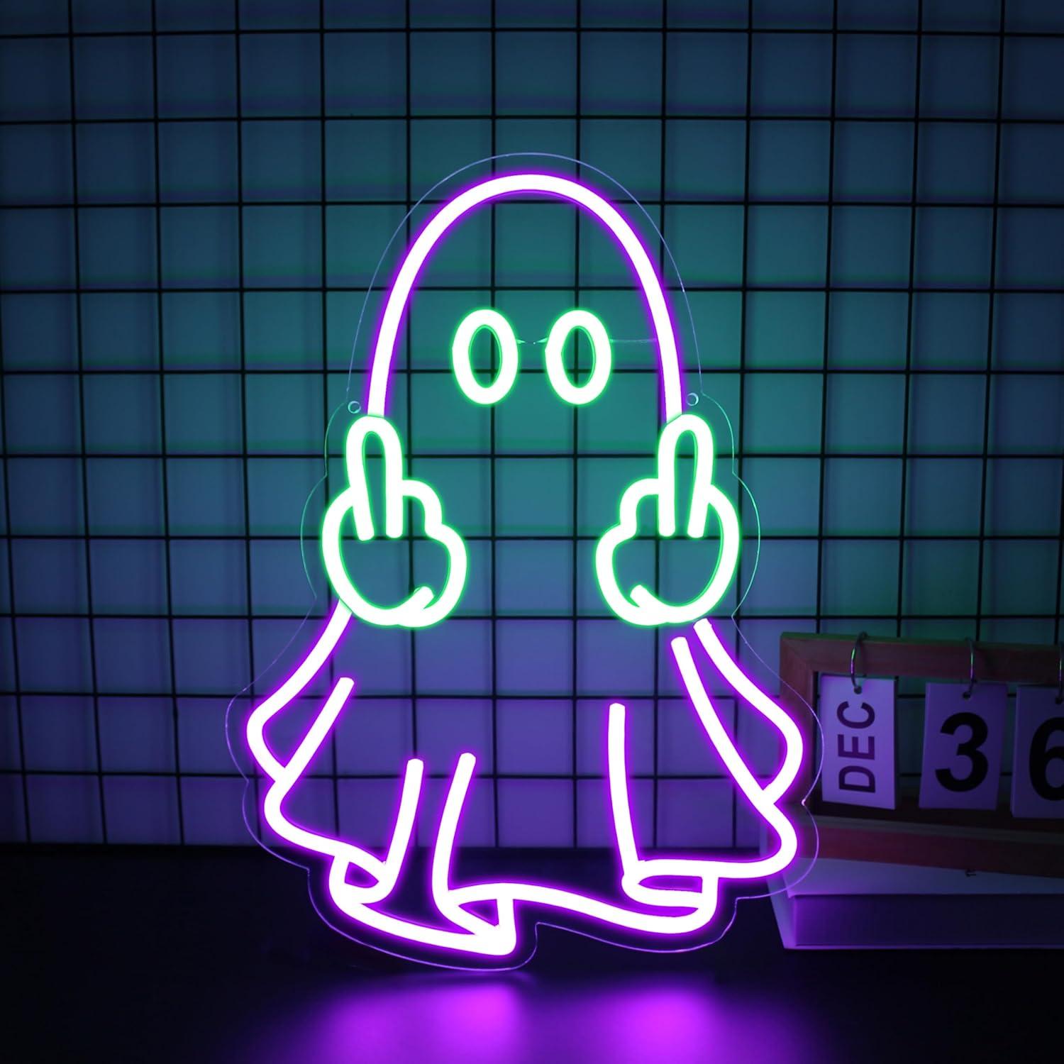 Home Decor Lighting - ป้ายไฟนีออนรูปผี ใช้พลังงานจาก USB ไฟ LED ปรับความสว่างได้