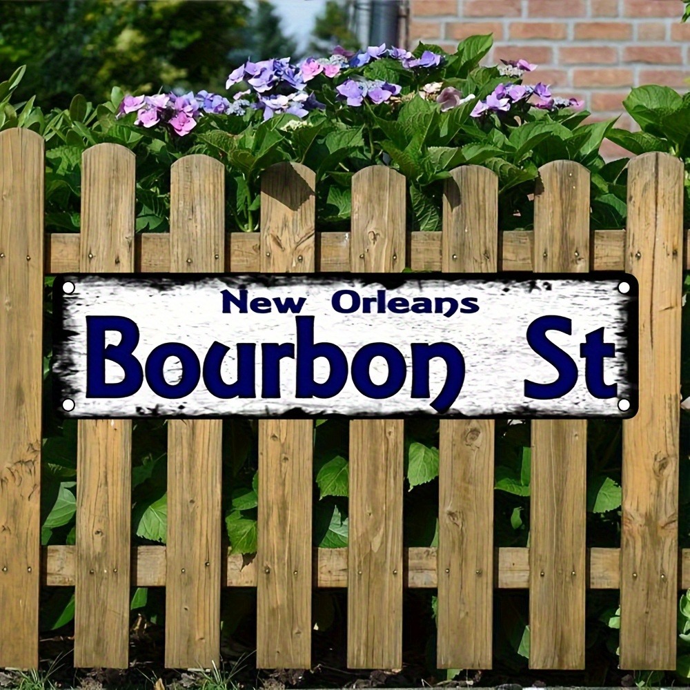Home Decor New Orleans - ป้ายโลหะตกแต่งแบบกำหนดเอง ธีมบูร์บองสตรีท นิวออร์ลีนส์ สำหรับตกแต่งผนังบาร์แจ๊สวินเทจ บาร์ในบ้าน หรือพื้นที่ในร่ม