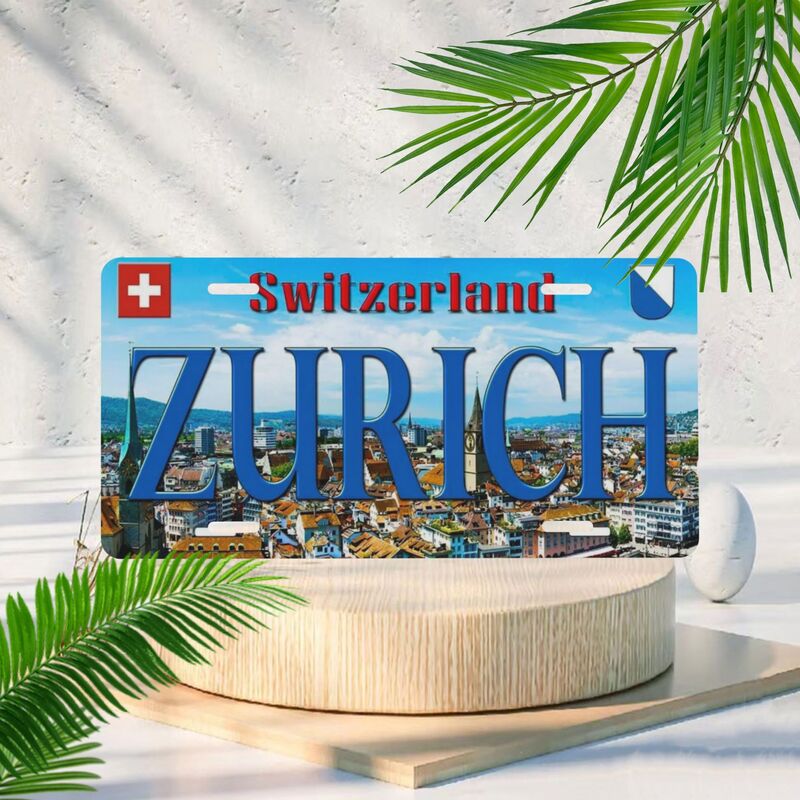 Home Decor Zurich - แผ่นอะลูมิเนียมซูริค สวิตเซอร์แลนด์, งานศิลปะติดผนังธีมทิวทัศน์เมืองสำหรับตกแต่งบ้าน บาร์ คาเฟ่