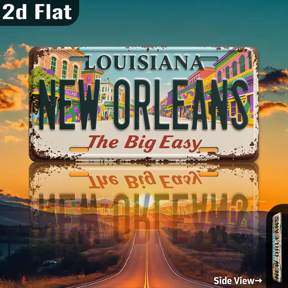 Home Decor New Orleans - ป้ายโลหะวินเทจลายนิวออร์ลีนส์ รัฐลุยเซียนา ขนาด 12x6 นิ้ว ของตกแต่งบ้าน