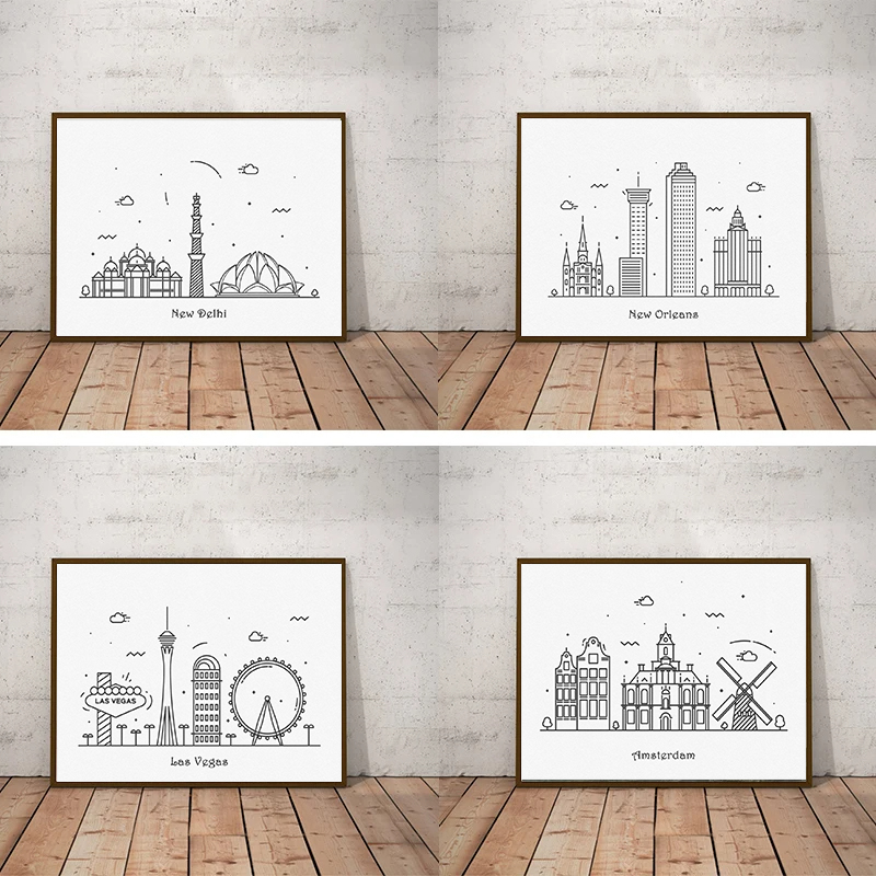 Home Decor New Orleans - City line Beijing Paris New Orleans