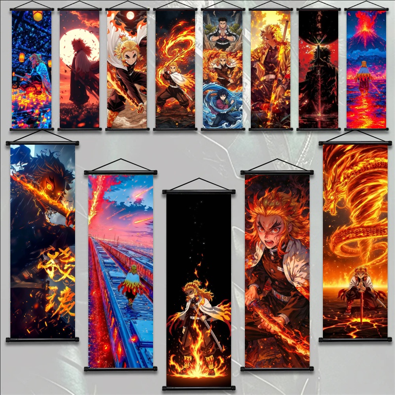 Home Decor Company - ผ้าพิมพ์ลายอนิเมะ Demon Slayer Kyojuro Rengoku แบบ