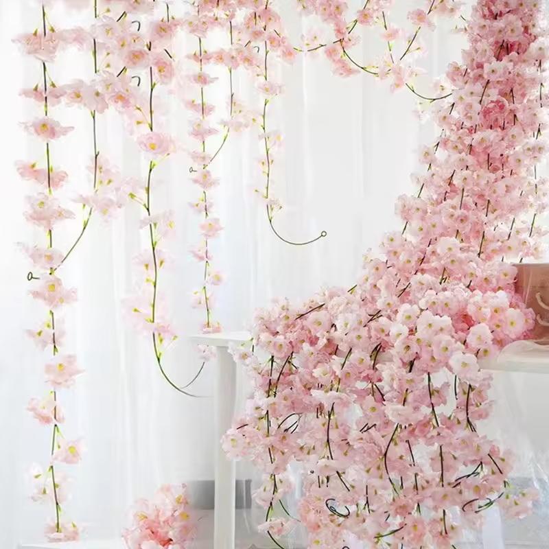 Home Decor Garland - พวงดอกซากุระประดิษฐ์ขนาด 180 ซม. สำหรับตกแต่งซุ้มงานแต่งงาน ฉากหลังสวน งานปาร์ตี้ที่บ้าน