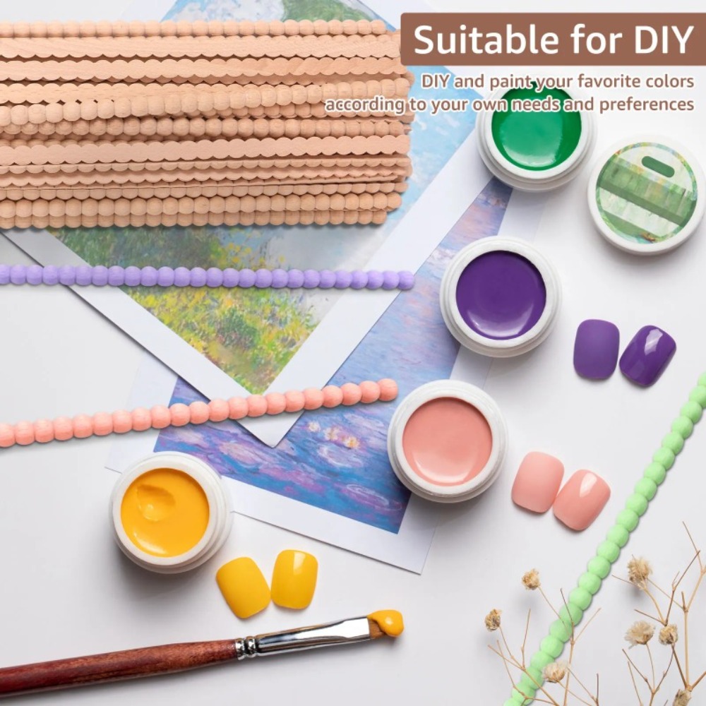 Home Decor Wall Molding - ไม้ตกแต่งลูกปัดลายไม้ 8 ชิ้น ขนาด 1.1x0.55x50 ซม.