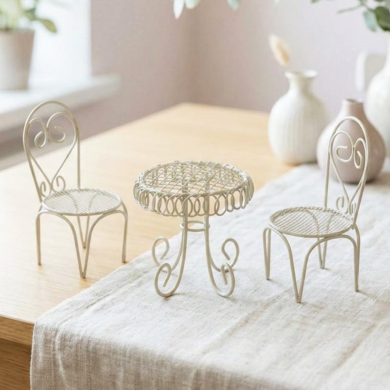 Home Decor Company - 1/3 ชิ้น ของตกแต่งสวนบ้านตุ๊กตา อุปกรณ์ประกอบฉาก โต๊ะ เก้าอี้จิ๋ว