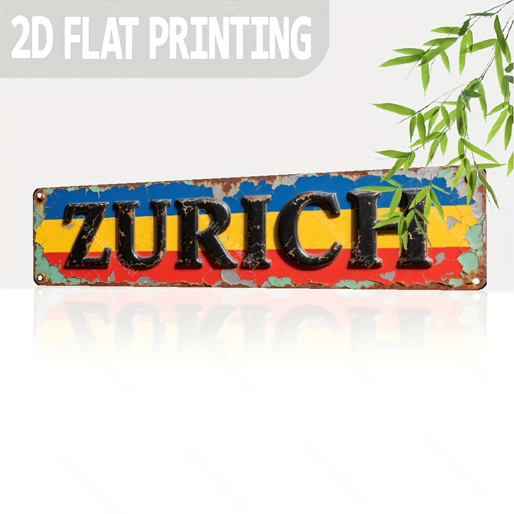 Home Decor Zurich - ป้ายซูริคแบบกำหนดเอง 2D แบน 1 ชิ้น ขนาด