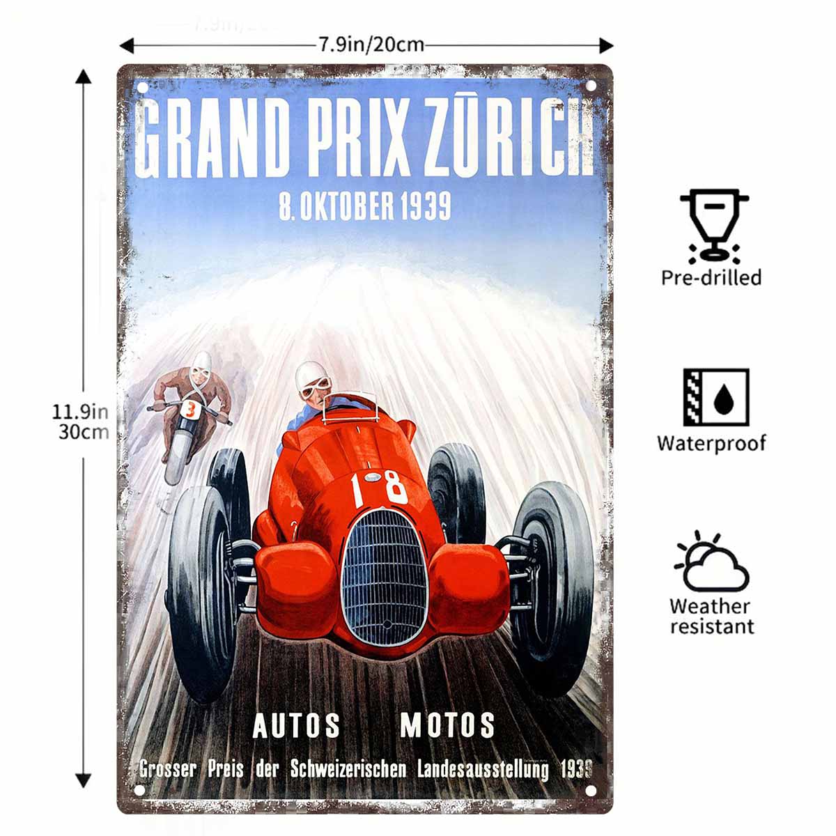 ป้ายโลหะติดผนังลายโปสเตอร์แข่ง - Home Decor Zurich บทวิจารณ์และราคา