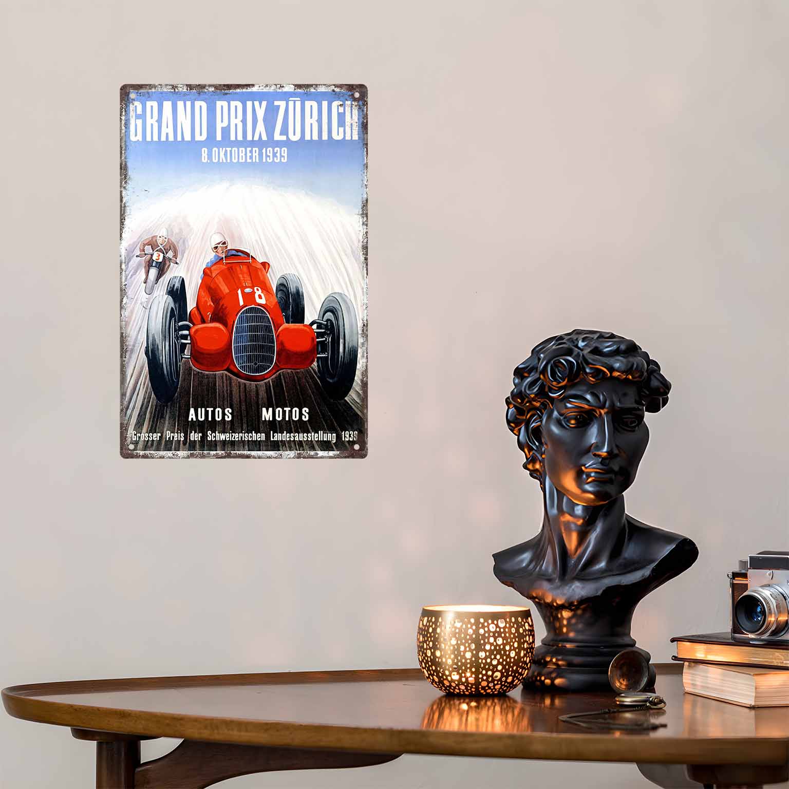 ป้ายโลหะติดผนังลายโปสเตอร์แข่ง - Home Decor Zurich บทวิจารณ์และราคา