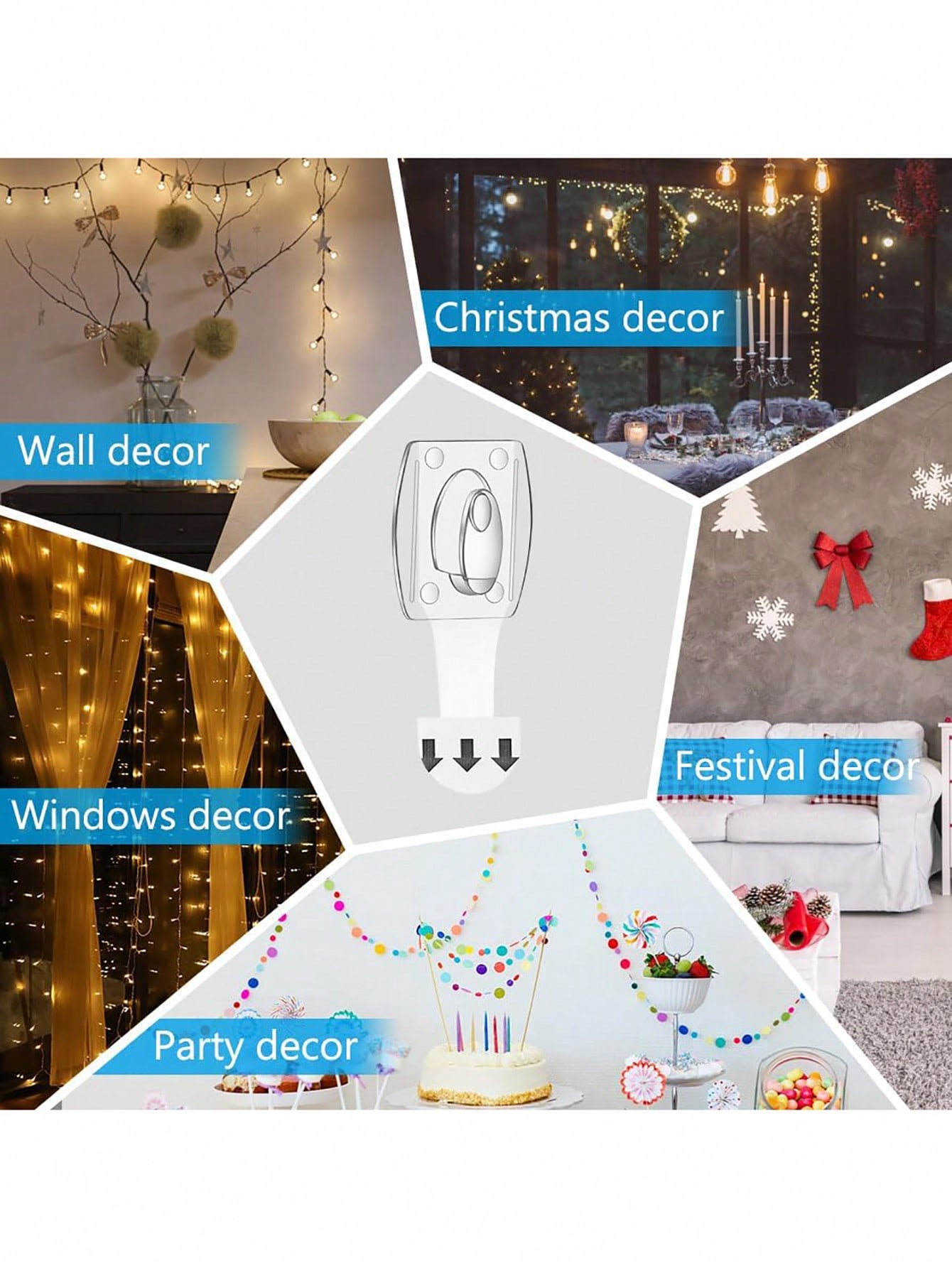 ตะขอแขวนผนังกันน้ำแบบไม่ทำลายพ - Home Decor Garland บทวิจารณ์และราคา