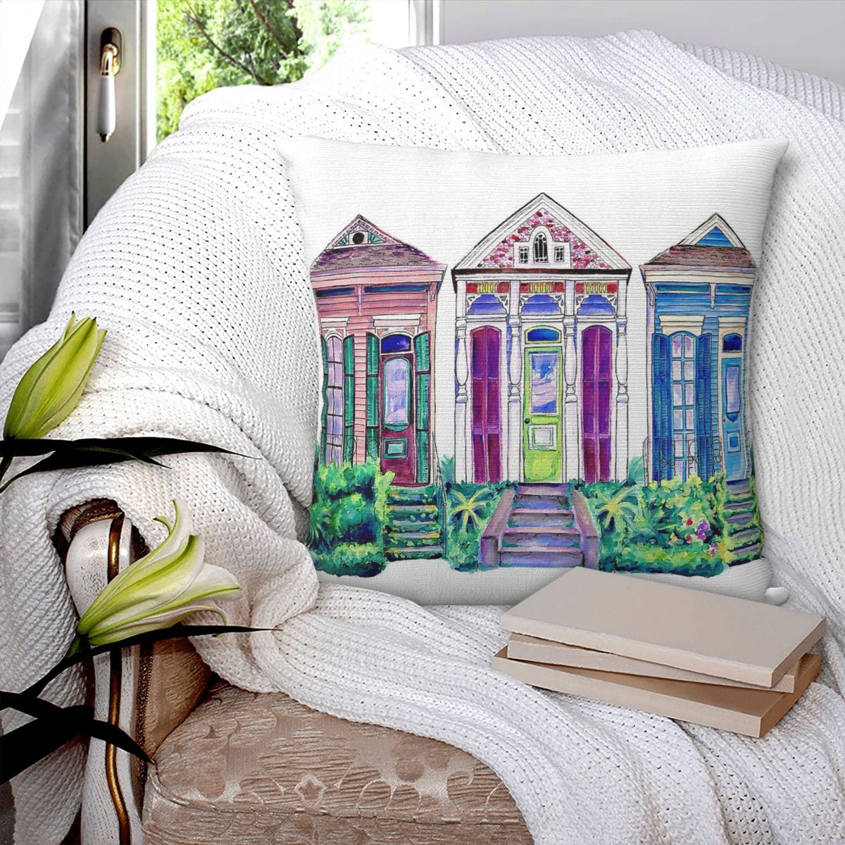 ปลอกหมอนอิงทรงสี่เหลี่ยม New O - Home Decor New Orleans บทวิจารณ์และราคา