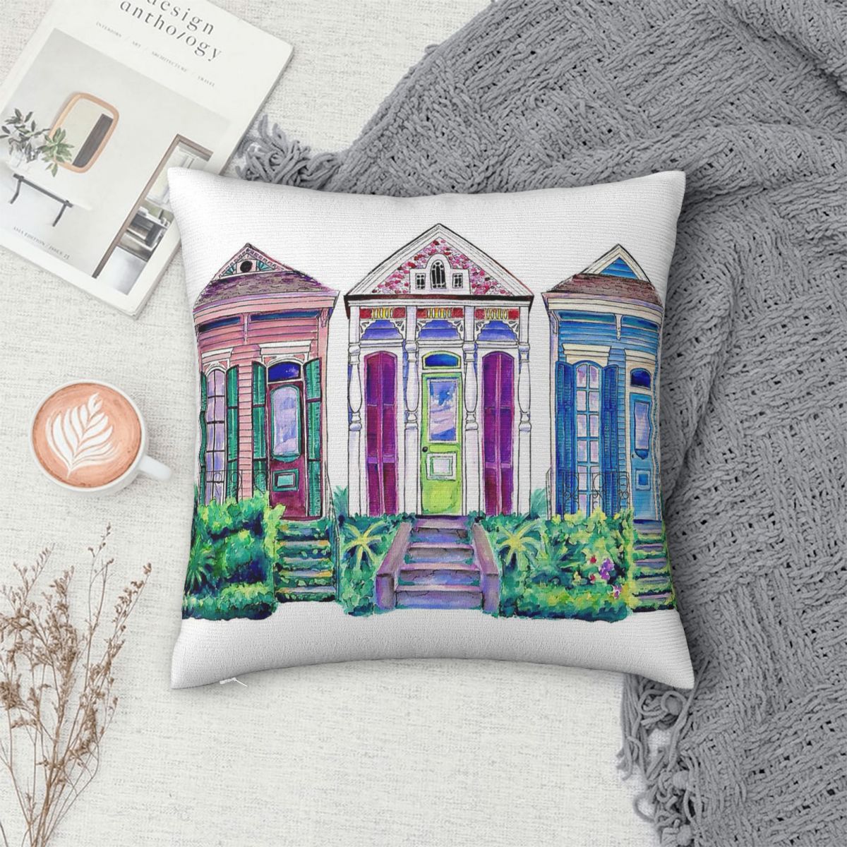 ปลอกหมอนอิงทรงสี่เหลี่ยม New O - Home Decor New Orleans บทวิจารณ์และราคา