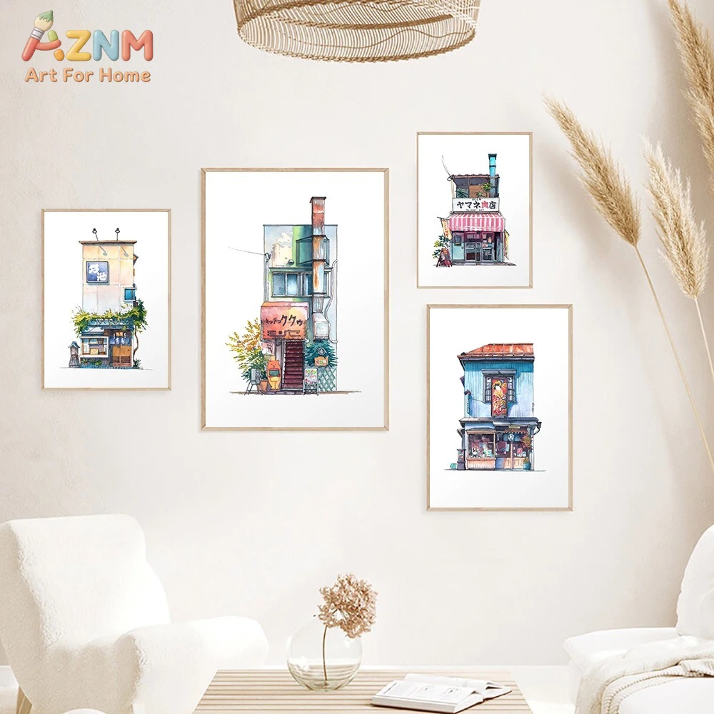 AZNM ภาพวาดสีน้ำสไตล์ญี่ปุ่นสำ - Home Decor Tokyo บทวิจารณ์และราคา