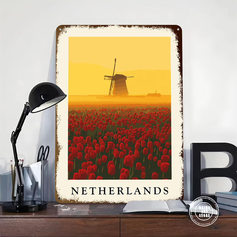 โปสเตอร์พิมพ์ลายกังหันลมและดอก - Home Decor Netherlands บทวิจารณ์และราคา
