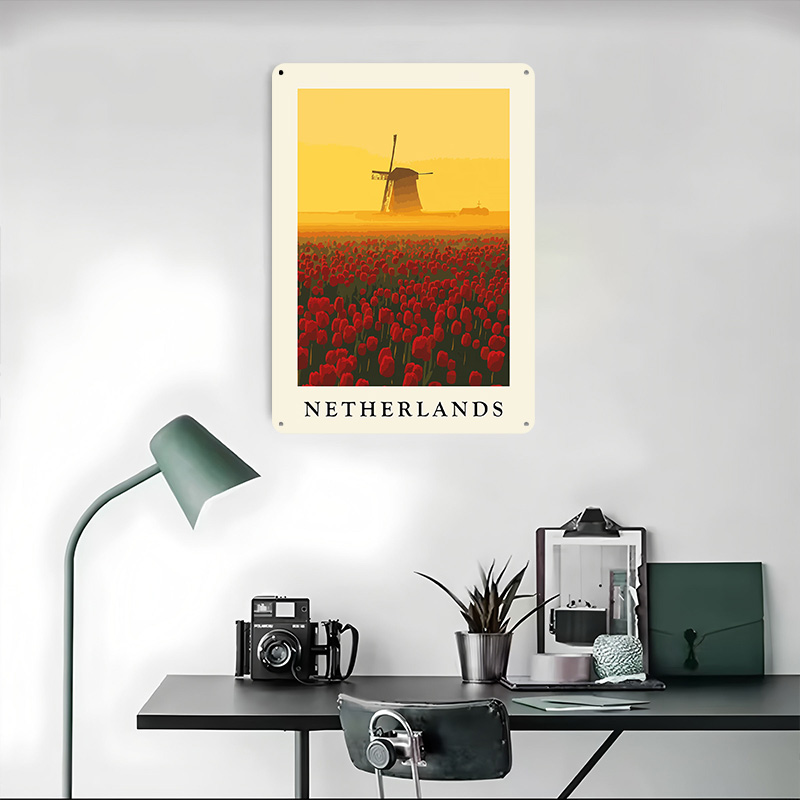 โปสเตอร์พิมพ์ลายกังหันลมและดอก - Home Decor Netherlands บทวิจารณ์และราคา