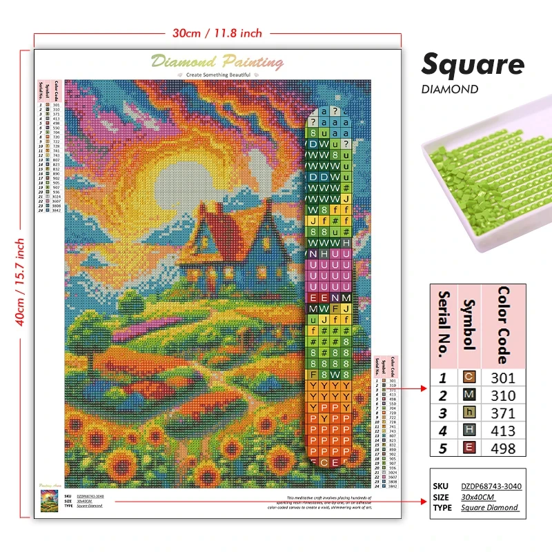 ภาพเพชร 5D DIY ภาพพระอาทิตย์ขึ - Home Decor Tokyo บทวิจารณ์และราคา