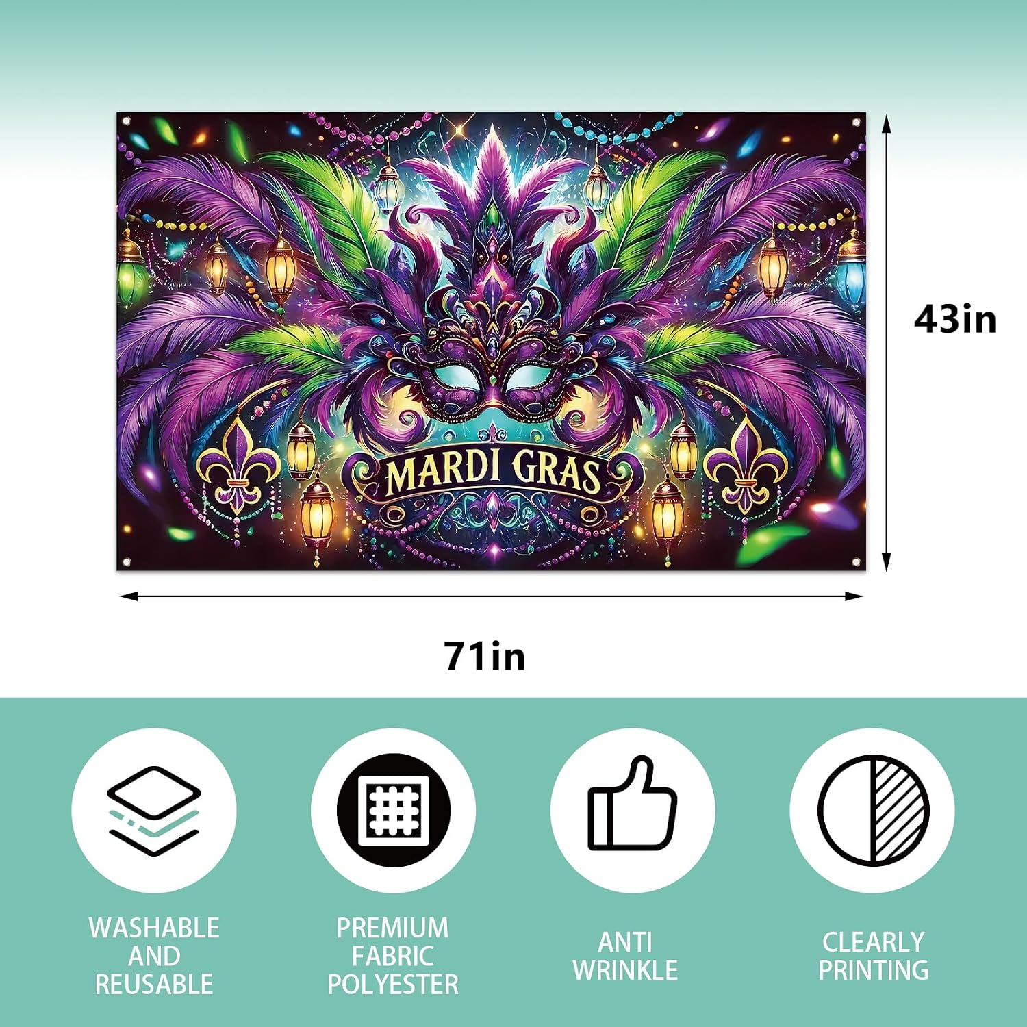 แบนเนอร์ฉากหลังถ่ายภาพมาร์ดิกร - Home Decor New Orleans บทวิจารณ์และราคา