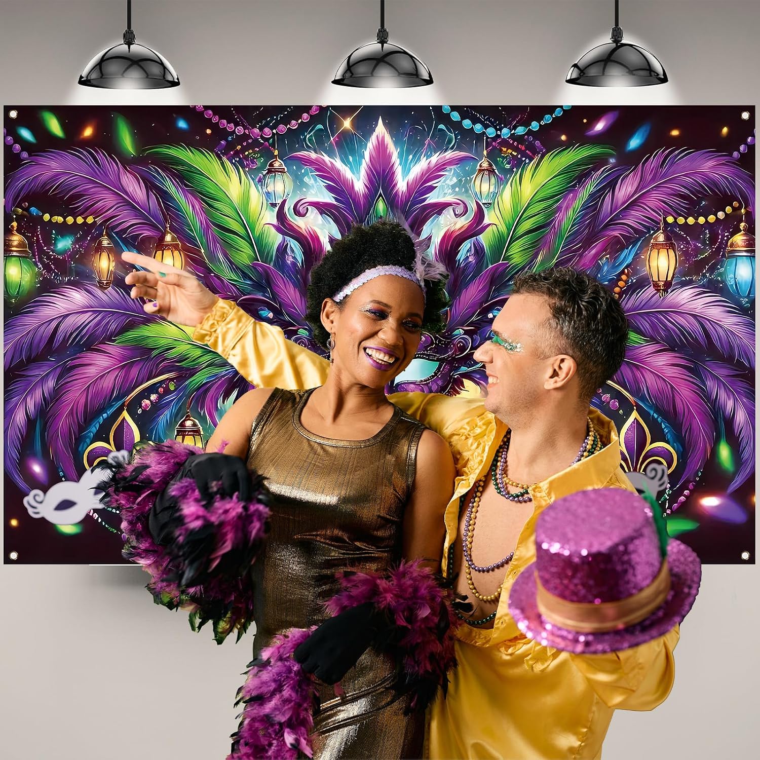 แบนเนอร์ฉากหลังถ่ายภาพมาร์ดิกร - Home Decor New Orleans บทวิจารณ์และราคา