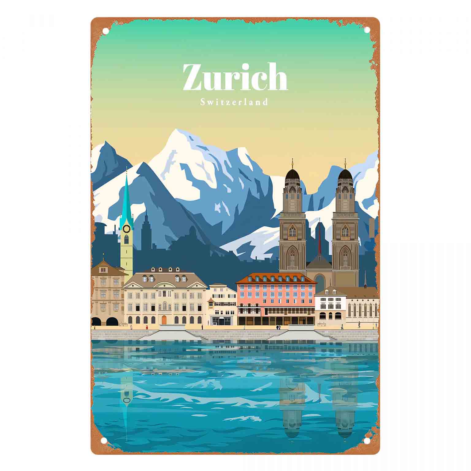 ป้ายโลหะติดผนัง 2 มิติ 1 ชิ้น  - Home Decor Zurich บทวิจารณ์และราคา