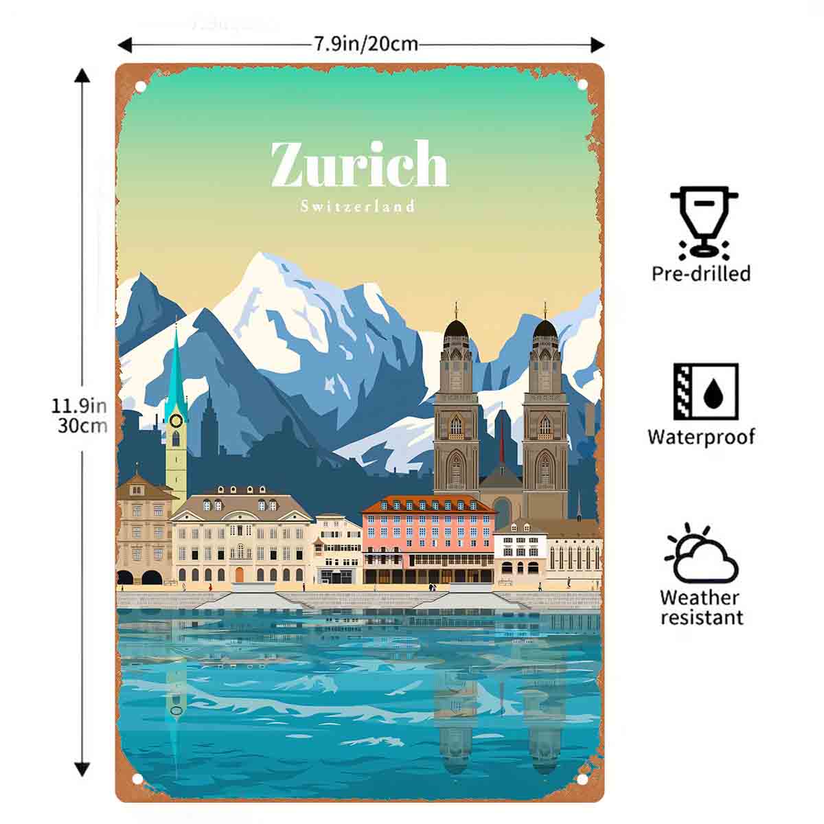ป้ายโลหะติดผนัง 2 มิติ 1 ชิ้น  - Home Decor Zurich บทวิจารณ์และราคา