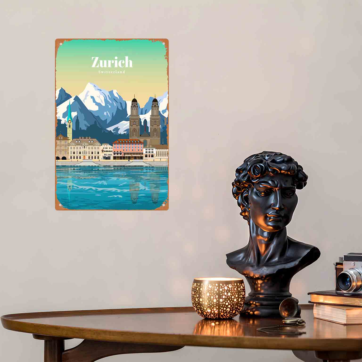 ป้ายโลหะติดผนัง 2 มิติ 1 ชิ้น  - Home Decor Zurich บทวิจารณ์และราคา