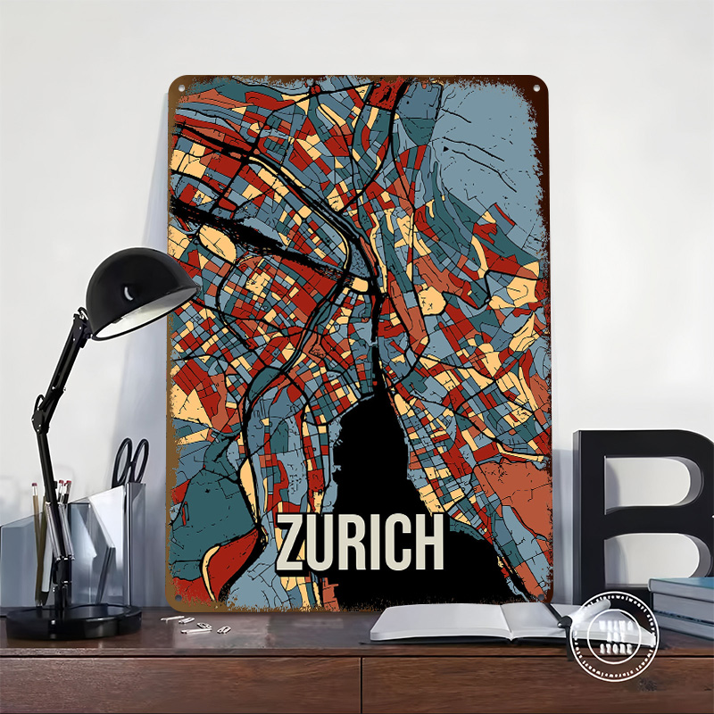 โปสเตอร์แผนที่เมืองซูริก งานศิ - Home Decor Zurich บทวิจารณ์และราคา
