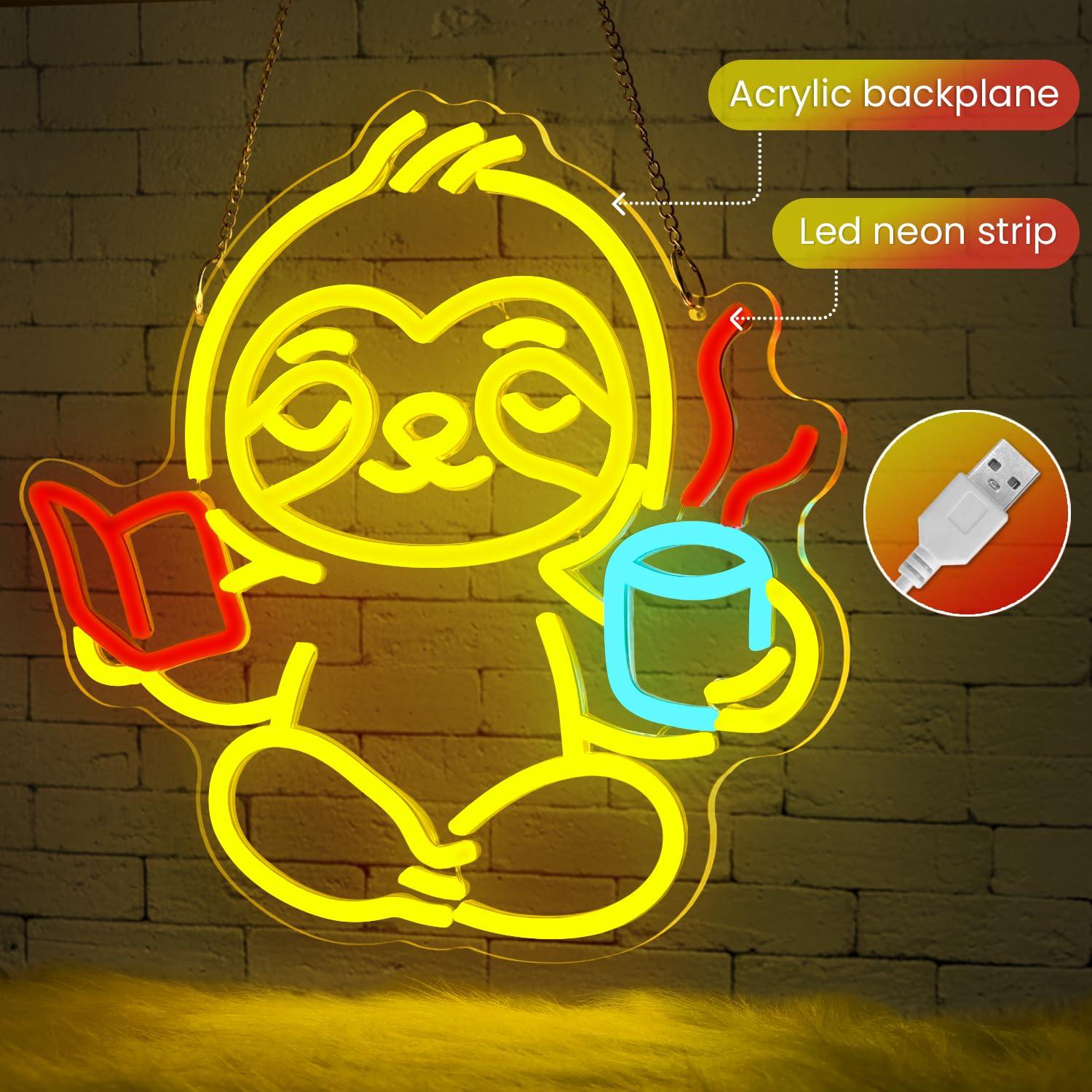 ป้ายไฟนีออนรูปสลอธ ไฟ LED ปรับ - Home Decor Lighting บทวิจารณ์และราคา