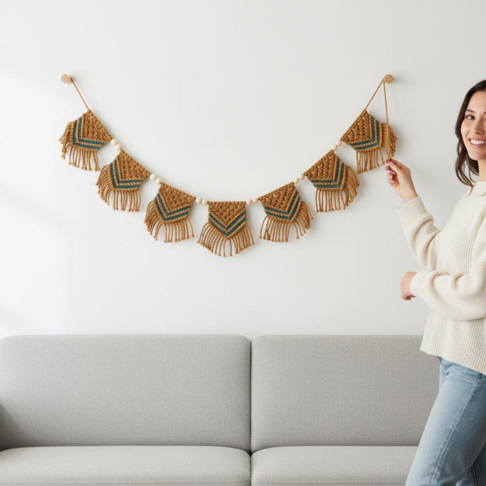 พรมผ้าฝ้ายลายโบฮีเมียนพร้อมพู่ - Home Decor Garland บทวิจารณ์และราคา