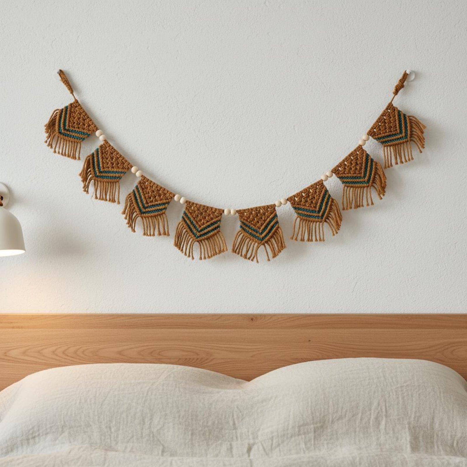 พรมผ้าฝ้ายลายโบฮีเมียนพร้อมพู่ - Home Decor Garland บทวิจารณ์และราคา