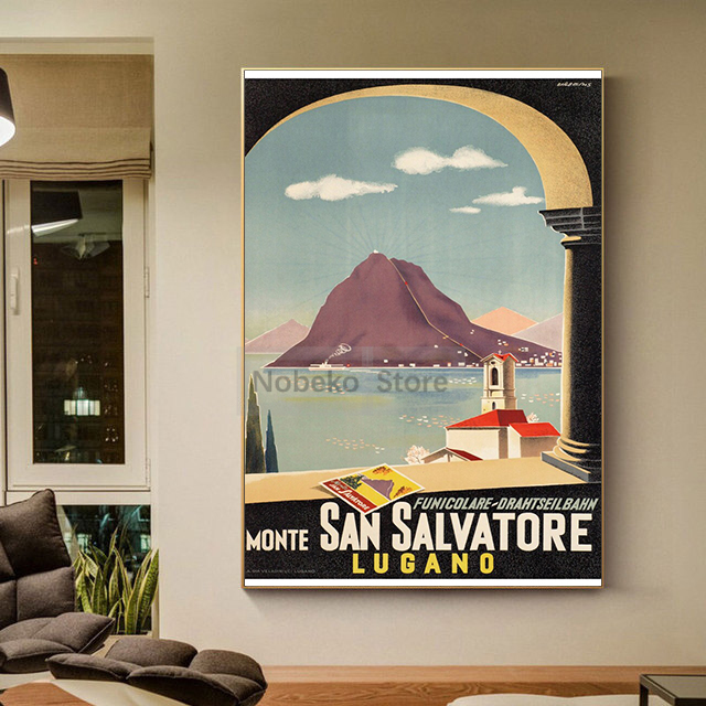 โปสเตอร์การเดินทางแบบวินเทจของ - Home Decor Zurich บทวิจารณ์และราคา