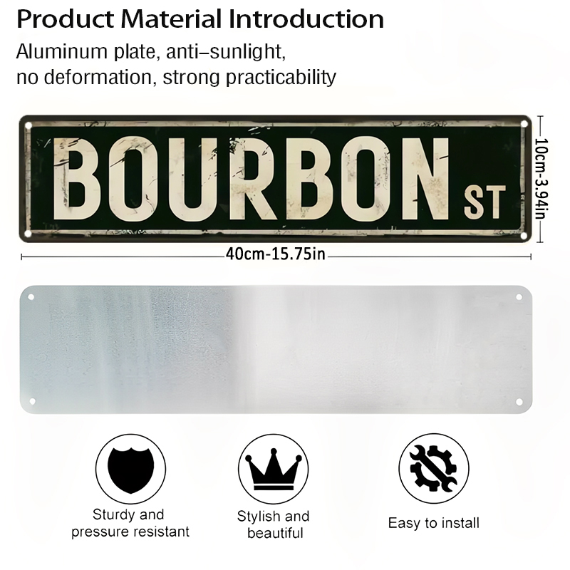 ป้ายโลหะวินเทจ Bourbon St - ขอ - Home Decor New Orleans บทวิจารณ์และราคา