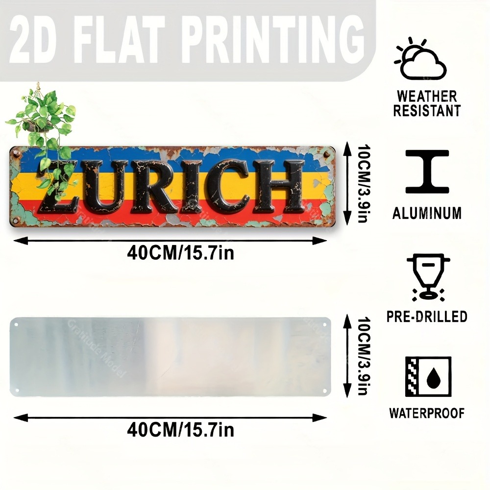 แผ่นป้ายซูริคแบบแบน 2D ขนาด 15 - Home Decor Zurich บทวิจารณ์และราคา