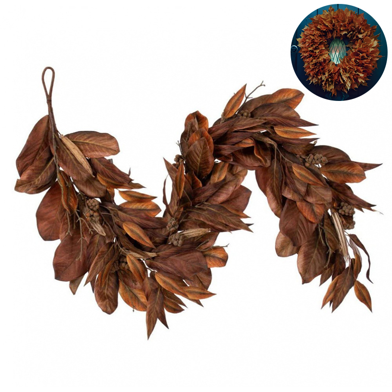 พวงมาลัยใบแมกโนเลียประดิษฐ์สีน - Home Decor Garland บทวิจารณ์และราคา