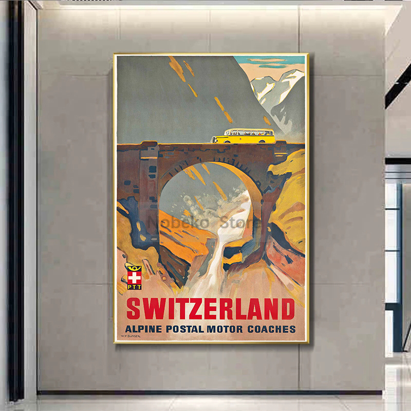 โปสเตอร์การเดินทางแบบวินเทจของ - Home Decor Zurich บทวิจารณ์และราคา